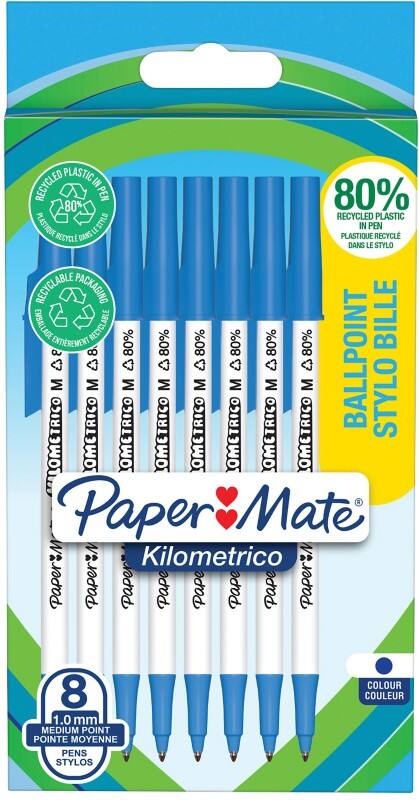 Papermate Kilometrico Kugelschreiber Medium Blau 8 Stück
