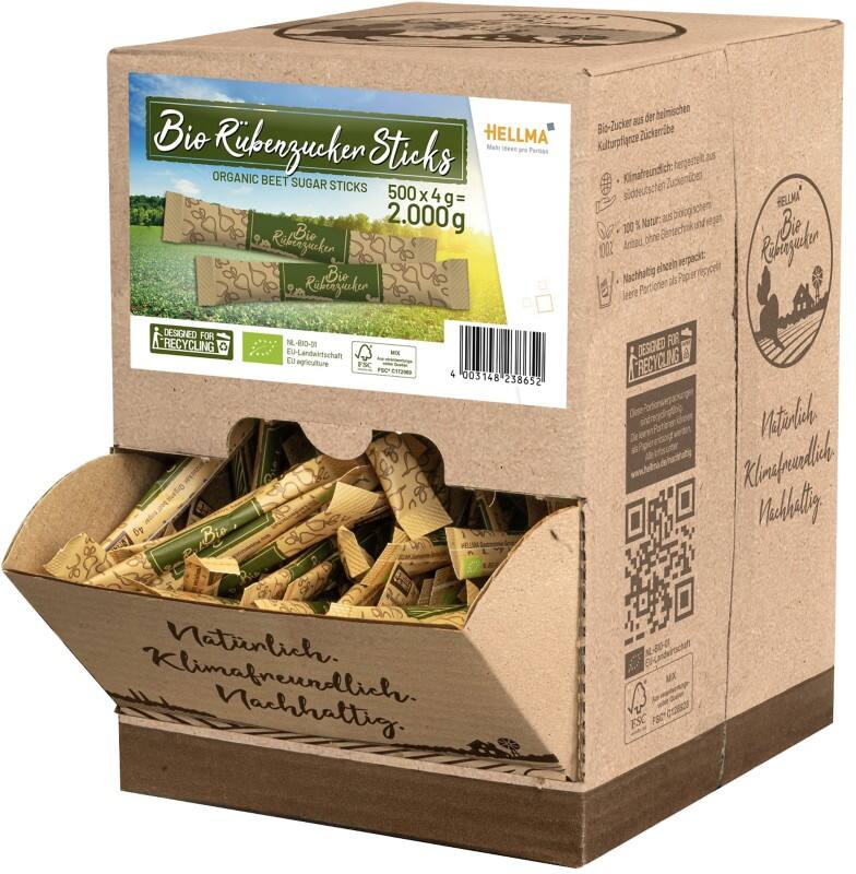 Bâtonnets de sucre Hellma 500 Unités de 4 g