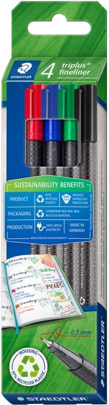 STAEDTLER Fineliner Farbig sortiert 4 Stück