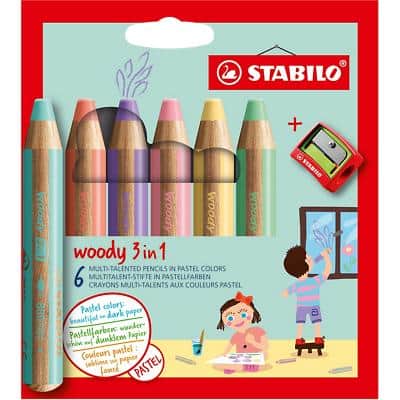 STABILO woody 3 in 1 Pastell Buntstifte Farbig assortiert 8806-3 6 Stück