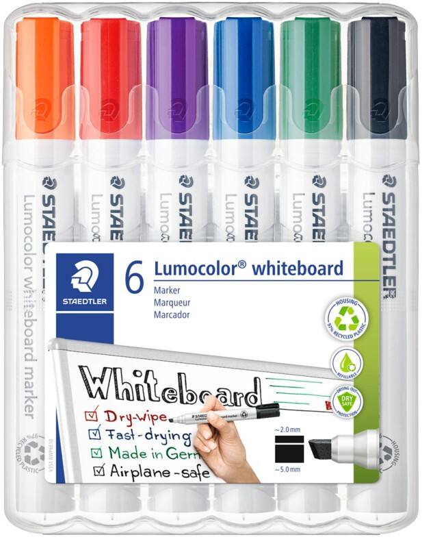STAEDTLER Lumocolor Whiteboard Marker Farbig assortiert Keilspitze 5 mm 6 Stück