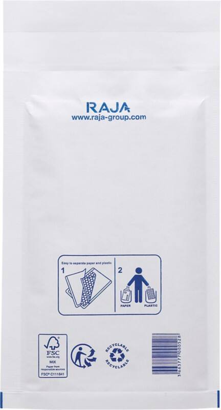 RAJA Luftpolstertasche Weiß Ohne Fenster 120 (B) x 210 (H) mm Abziehstreifen 75 g/m² Recycelt 95% 200 Stück