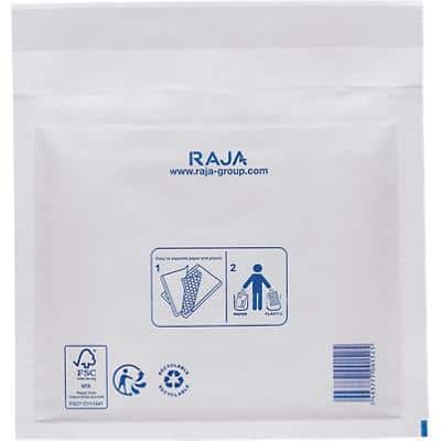 Pochette d’envoi à bulles RAJA Papier Kraft, Film en polyéthylène Blanc Sans Fenêtre 160 (l) x 180 (H) mm Bande adhésive 75 g/m² Recyclé 95% 100 Unités
