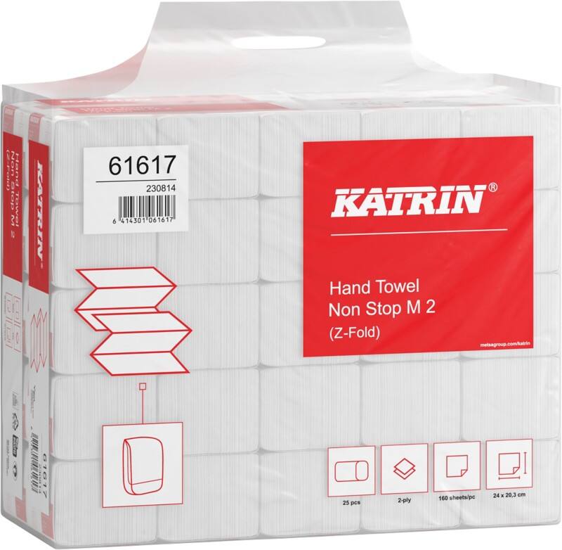 Katrin Classic Handtuch Z-Falz Weiss 2-lagig 61617 Packung von 25 x 160 Blatt