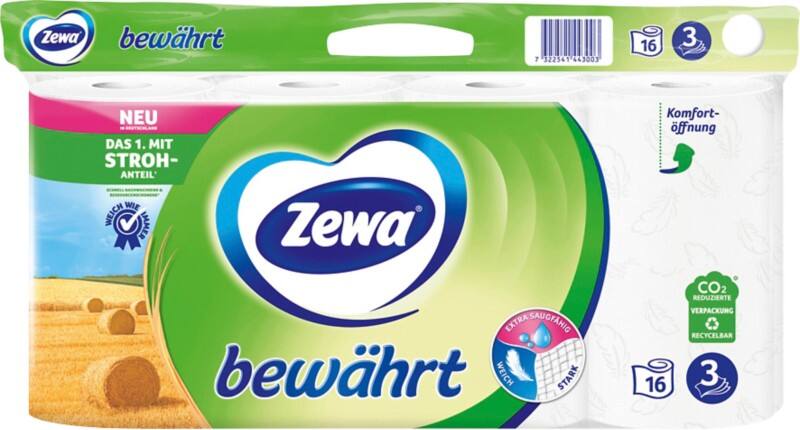 Papier toilette Zewa Bewährt 3 épaisseurs Blanc 16 Rouleaux de 150 feuilles