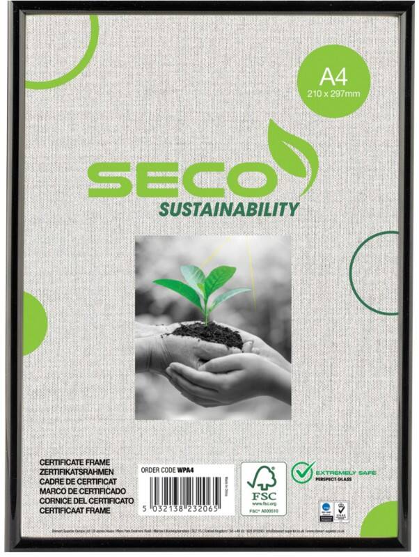 Seco A4 Bilderrahmen Hängend Schwarz Holz WPA4 21 (B) x 29,7 (H) cm WPA4
