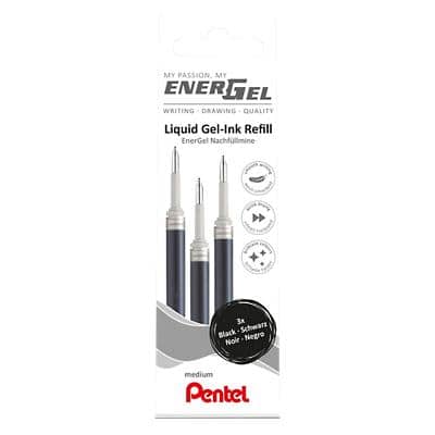 Recharge pour stylo roller Pentel EnerGel 0,4 mm Noir LR7-3A 3 Unités
