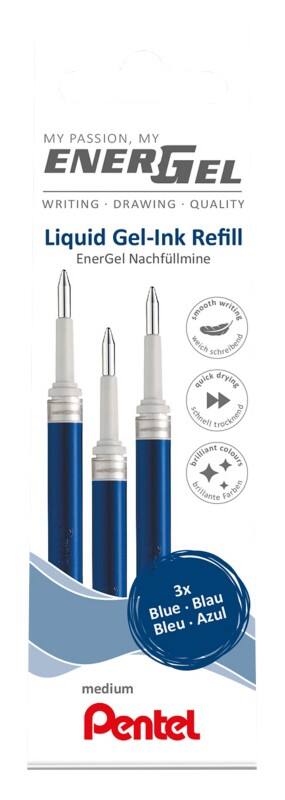 Pentel EnerGel Tintenrollermine 0,4 mm Blau 3 Stück