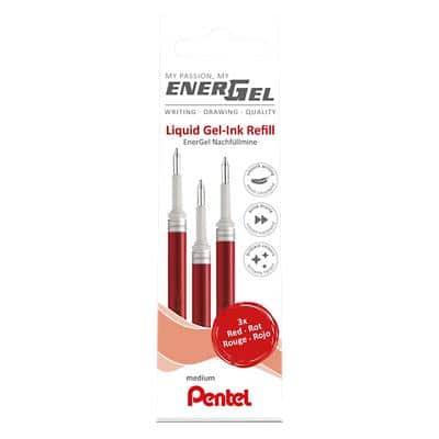 Recharge pour stylo roller Pentel EnerGel 0,4 mm Rouge 3 Unités