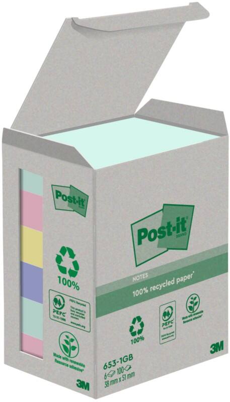 Post-it Haftnotizen Farbig Sortiert 38 x 51 mm 100 Blatt 6 Stück