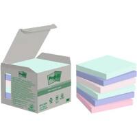 Notes adhésives Post-it Recycled Assortiment Pastel 76 x 76 mm 100 feuilles Paquet de 6