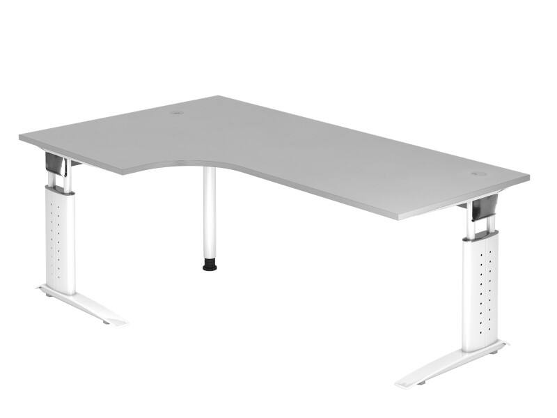 Bureau d'angle Hammerbacher VUS Hauteur ajustable Forme libre Gris C-Pied 2000 (L) x 1200 (P) x 860 (H) mm Acier, Aggloméré