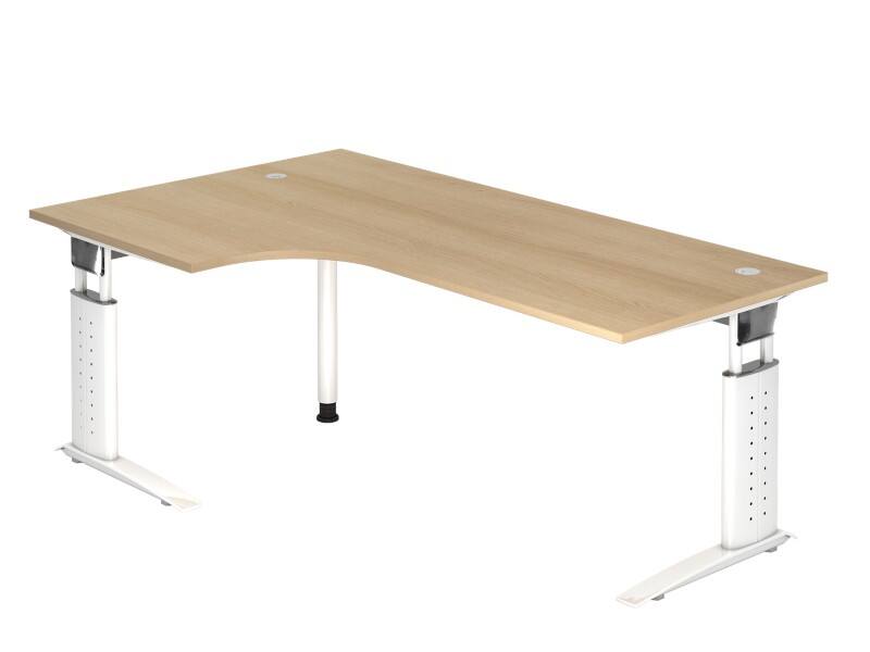Bureau d'angle Hammerbacher VUS Hauteur ajustable Forme libre Chêne C-Pied 2000 (L) x 1200 (P) x 860 (H) mm Acier, Aggloméré