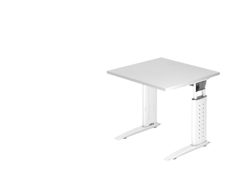 Bureau Hammerbacher VUS Hauteur ajustable Carré Blanc C-Pied 800 (L) x 800 (P) x 860 (H) mm Acier, Aggloméré