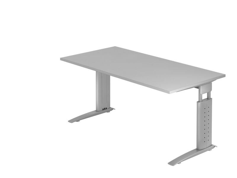 Bureau Hammerbacher VUS Hauteur ajustable Rectangulaire Gris C-Pied 1600 (L) x 800 (P) x 860 (H) mm Acier, Aggloméré