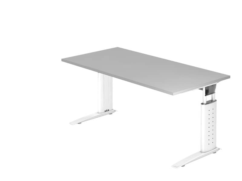 Bureau Hammerbacher VUS Hauteur ajustable Rectangulaire Gris C-Pied 1600 (L) x 800 (P) x 860 (H) mm Acier, Aggloméré