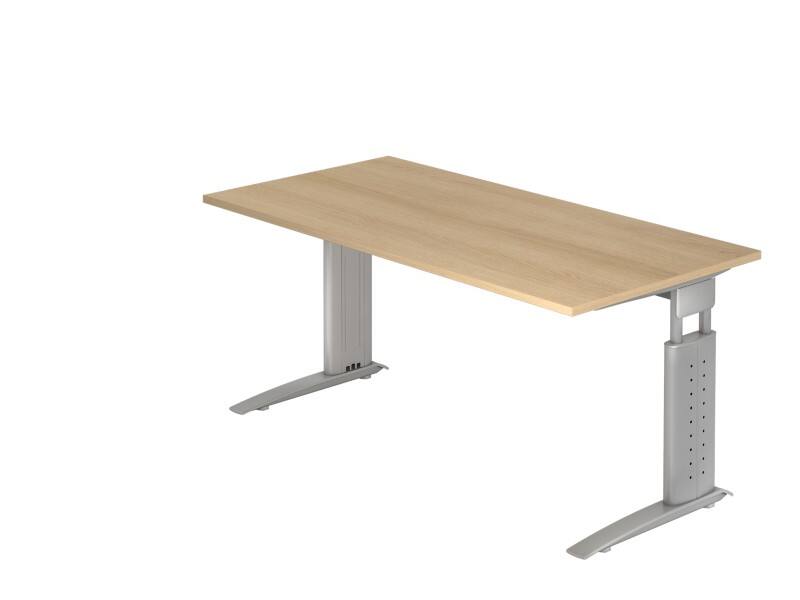 Hammerbacher VUS Höhenverstellbar Schreibtisch Rechteckig Eiche C-Fuß 1.600 (B) x 800 (T) x 860 (H) mm Spanplatte, Stahl