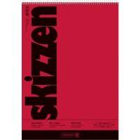 BRUNNEN Skizzenblock A3 110 g/m² Spirale Rot 50 Blatt