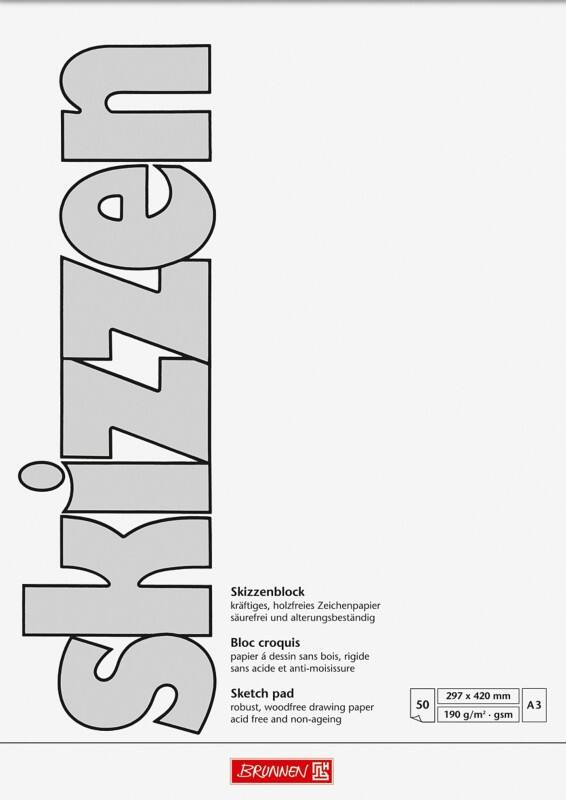 Carnet de croquis BRUNNEN A3 190 g/m² Mat 50 unités