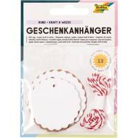 Folia Papier-Geschenkanhänger Rund Mattbraun, Weiß 11 x 3 x 14,5 cm Packung mit 12 Stück