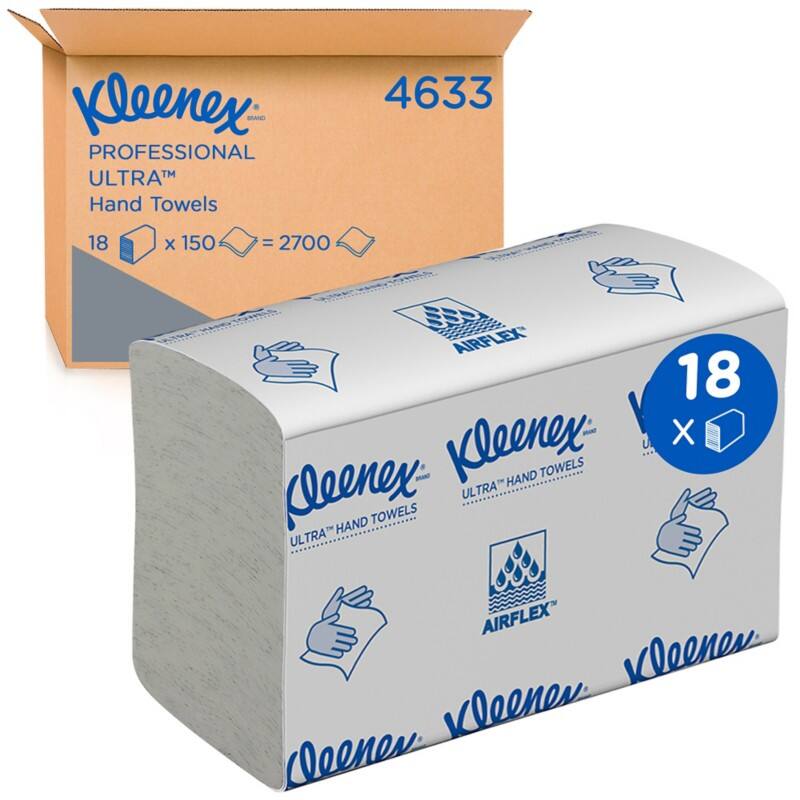 Essuie-mains Kleenex Ultra Pliage en Z Blanc 2 épaisseurs U4633100 18 Unités de 150 Feuilles