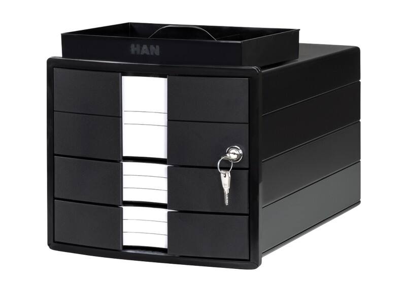HAN Impuls Schubladenbox PS (Polystyrol) Schwarz 3 Schübe 28 x 36,7 x 23,5 cm A4