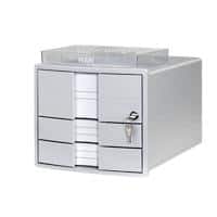 Module à tiroirs HAN IMPULS A4/C4 3 tiroirs fermés Organiseur de tiroir + Verrou inclus Gris clair