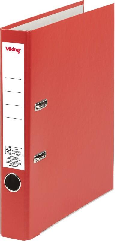 Classeur à levier Viking Étroit A4 50 mm Rouge 2 Anneaux Plastique Mat