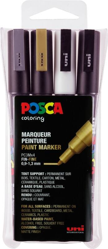 POSCA Farbmarker Farbig assortiert Rundspitze 0,9 - 1,3 mm 4 Stück