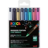 POSCA PC-1MR Farbmarker Metallic Kalligraphie Farbig assortiert 8 Stück