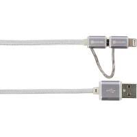 SKROSS Micro-USB- und Apple-Lightning-Kabel 2in1 Charge‘n Sync 2.700241 Silber