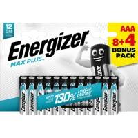 Piles alcalines AAA Energizer Max Plus 8+4 gratuites 12 unités