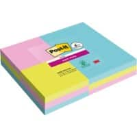 Notes Super Sticky Post-it Couleurs Cosmic Assortiment 90 Feuilles Pack avantage: 3 blocs 101 x 152 mm + 6 blocs 76 x 76 mm GRATUITS