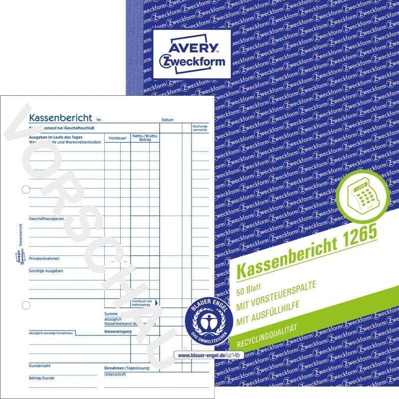 Facture de caisse Avery Zweckform 1265 A5 Perforé 50 feuilles