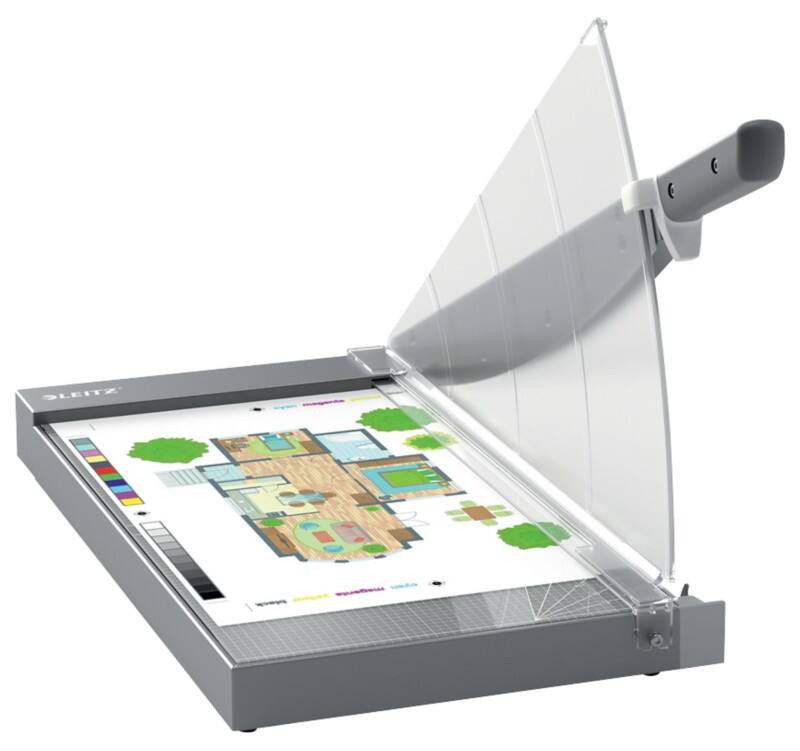 Cisaille Leitz Precision Office Pro 9024 Papier A3 420 mm Lame en acier Plateau en verre premium EdgeGlow Gris clair 25 feuilles