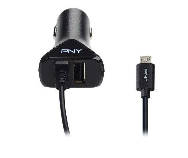 PNY Auto-Ladegerät P-DC-UU-K01-04-RB Verkabelt Schwarz