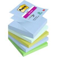 Notes adhésives Post-it Z-Notes Super Sticky Bleu, vert Vierge Carré 76 x 76 mm 5 x 90 notes