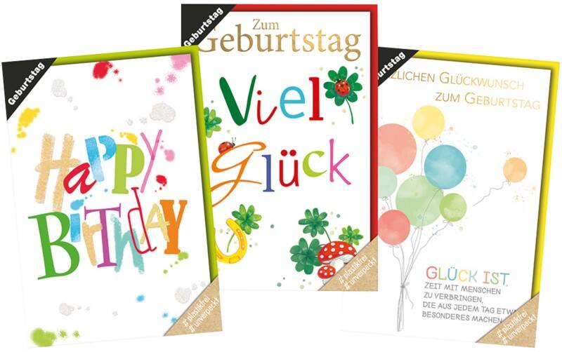 Braun &amp; Company Geburtstagskarten Mehrfarbig 230gsm 5939-0037 3 Stück