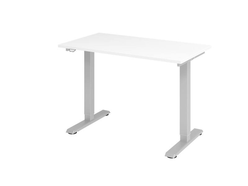 Bureau assis-debout Hammerbacher VXMST Hauteur ajustable électriquement Blanc T-Pied 1200 (L) x 672 (P) x 1200 (H) mm Acier, Aggloméré