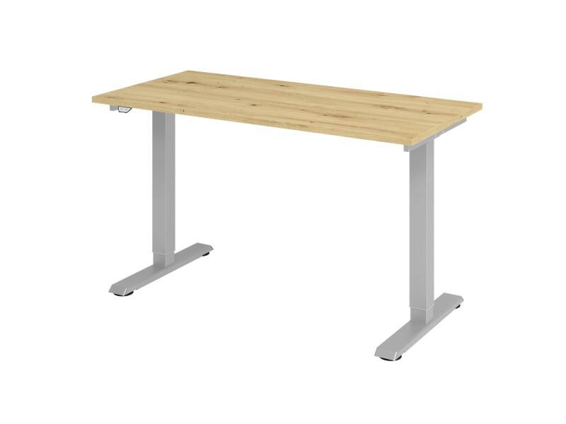 Bureau assis-debout Hammerbacher VXMST Hauteur ajustable électriquement Chêne T-Pied 1400 (L) x 672 (P) x 1200 (H) mm Acier, Aggloméré