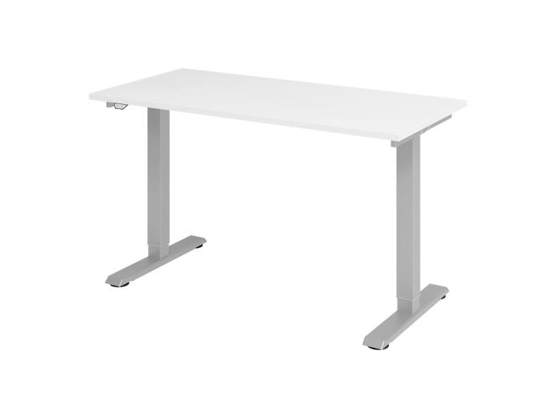Bureau assis-debout Hammerbacher VXMST Hauteur ajustable électriquement Blanc T-Pied 1400 (L) x 672 (P) x 1200 (H) mm Acier, Aggloméré