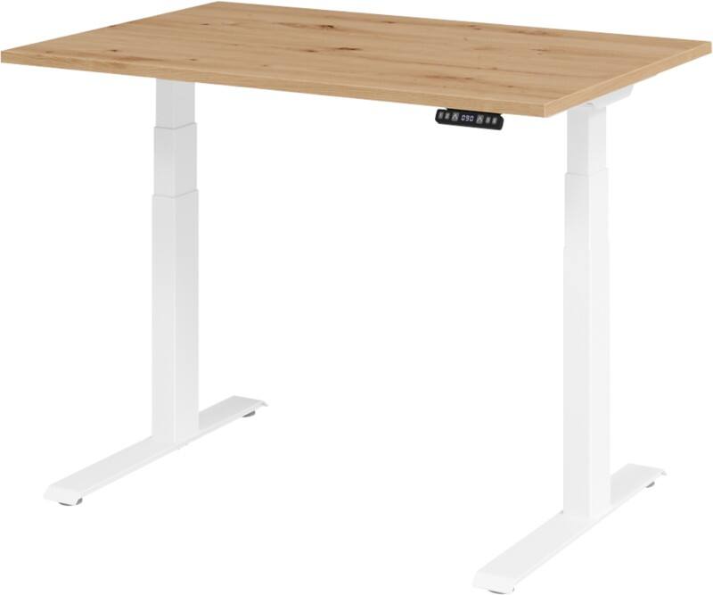 Hammerbacher VXDKB Elektrisch Höhenverstellbar Sitz-Stehschreibtisch Eiche C-Fuß 1.200 (B) x 800 (T) x 1.290 (H) mm Spanplatte, Stahl