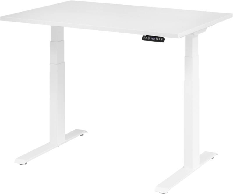 Bureau assis-debout Hammerbacher VXDKB Hauteur ajustable électriquement Blanc C-Pied 1200 (L) x 800 (P) x 1290 (H) mm Acier, Aggloméré