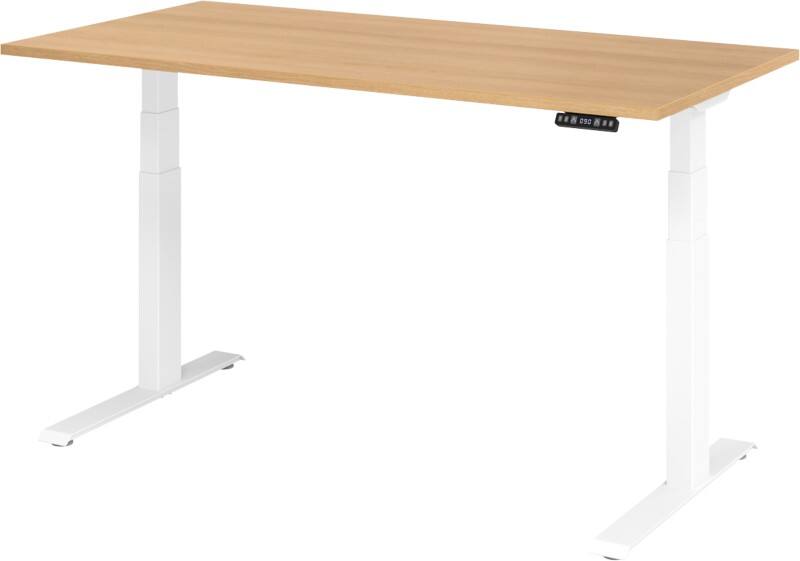 Bureau assis-debout Hammerbacher VXDKB Hauteur ajustable électriquement Chêne C-Pied 1600 (L) x 800 (P) x 1290 (H) mm Acier, Aggloméré