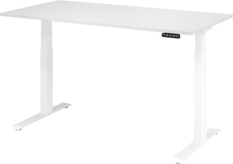 Bureau assis-debout Hammerbacher VXDKB Hauteur ajustable électriquement Blanc C-Pied 1600 (L) x 800 (P) x 1290 (H) mm Acier, Aggloméré