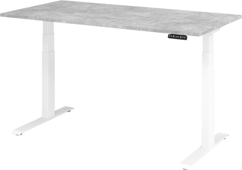 Bureau assis-debout Hammerbacher VXDKB Hauteur ajustable électriquement Gris C-Pied 1600 (L) x 800 (P) x 1290 (H) mm Acier, Aggloméré