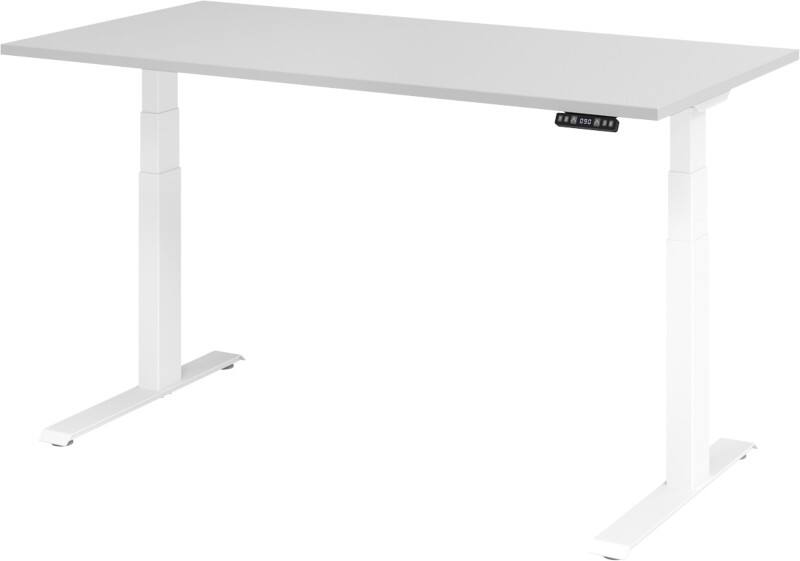 Bureau assis-debout Hammerbacher VXDKB Hauteur ajustable électriquement Gris C-Pied 1600 (L) x 800 (P) x 1290 (H) mm Acier, Aggloméré
