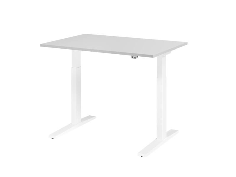 Bureau assis-debout Hammerbacher VXMKA Hauteur ajustable électriquement Gris C-Pied 1200 (L) x 800 (P) x 1200 (H) mm Acier, Aggloméré