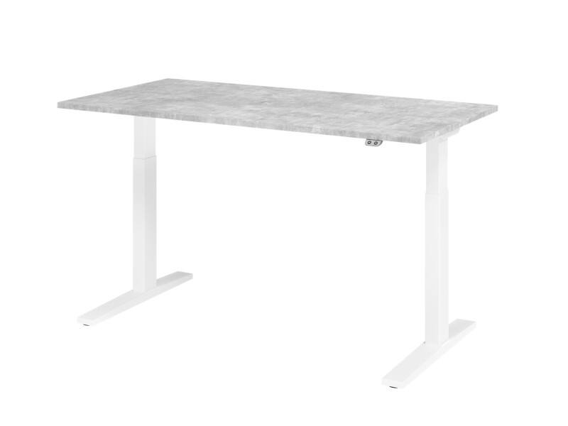 Bureau assis-debout Hammerbacher VXMKA Hauteur ajustable électriquement Gris C-Pied 1600 (L) x 800 (P) x 1200 (H) mm Acier, Aggloméré