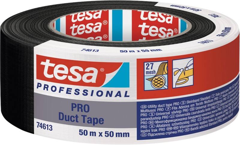 tesa Kraftklebeband Professional Schwarz 50 mm (B) x 50 m (L) Polyethylen